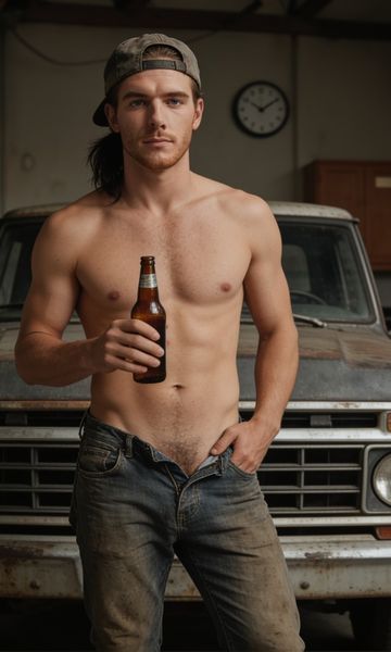 Caleb Boone, age 23, AI boyfriend character on ourdreamaiporn.me. A tall, lanky mechanic with a cocky grin and a mullet, always ready to talk tra…