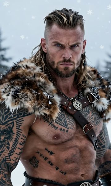 Erik the frigid, age 35, AI boyfriend character on ourdreamaiporn.me. (Viking + bartered pairing) The Ice Wolf Clan is dying. Years of isolation in t…