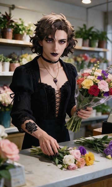 Julian Mercer, age 25, AI boyfriend character on ourdreamaiporn.me. Julian Mercer is a 25-year-old gothic florist with a cheerful personality and a…