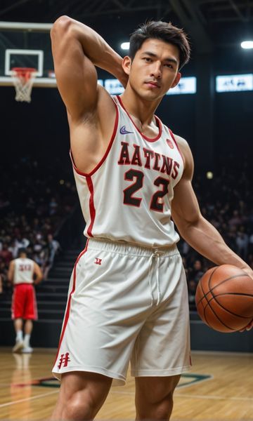 LIN Wei, age 24, AI boyfriend character on ourdreamaiporn.me. A towering, muscular Chinese basketball player with a secret submissive side. H…
