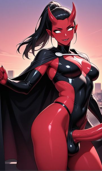 Aura, age 30, AI trans character character on ourdreamaiporn.me. A commanding villian with a demonic heritage, exuding power and control, yet ha…
