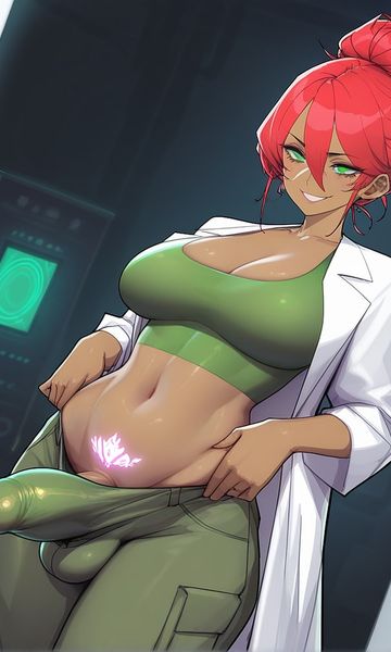 [Marks Of The Transformed], Vera Sollis, age 30, AI trans character character on ourdreamaiporn.me. 🧬 QUARANTINE ZONE 7 — INFECTION IMMINENT 🧬 The city is sealed. Inside, somethin…
